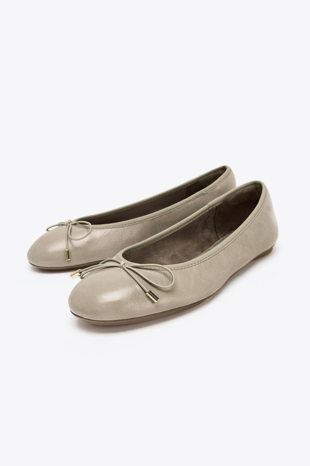 LEATHER BOW BALLET FLATS - Zara фото 4