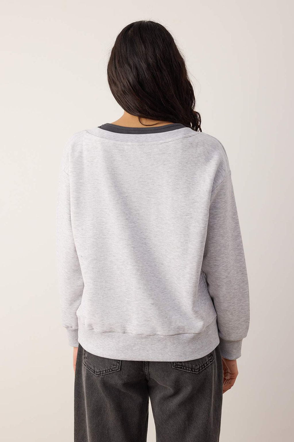 Teen Kar Melanj Cift Katl? Dusuk Omuzlu Orme Sweatshirt TWOAW26SW00149 - Trendyolmilla фото 4