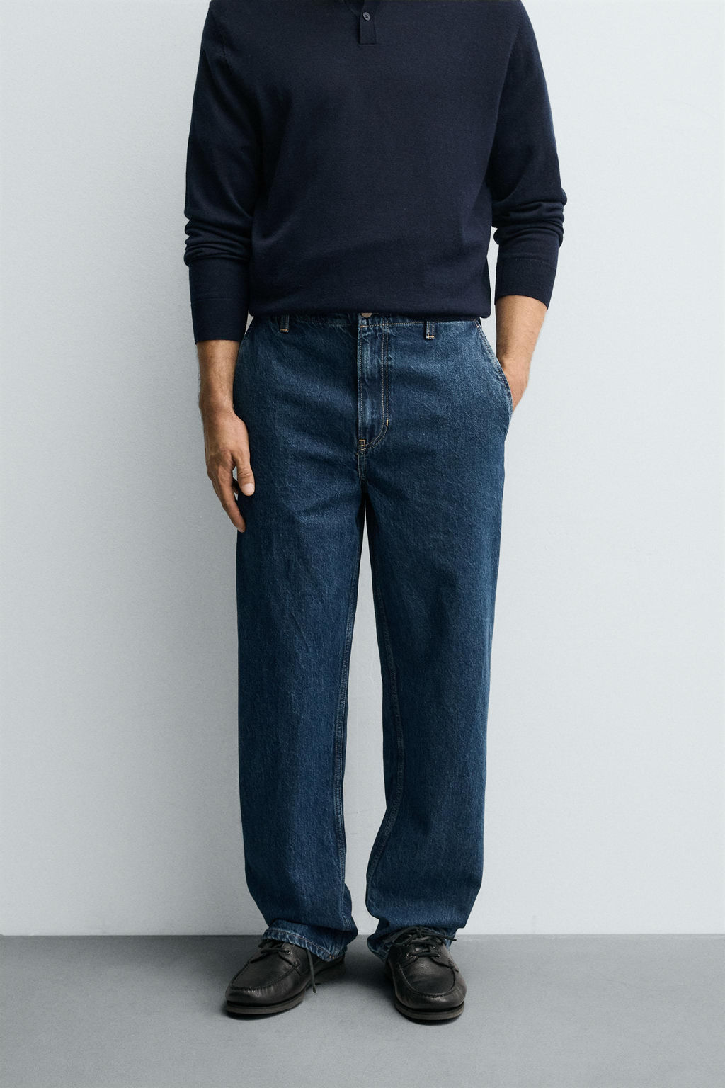 STRAIGHT-LEG DENIM CHINO TROUSERS