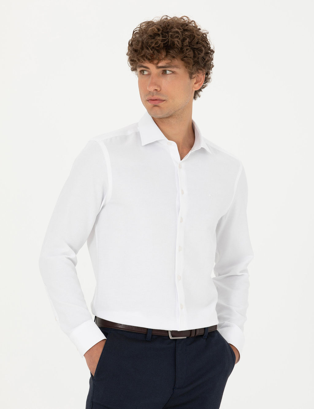 Beyaz Slim Fit Uzun Kollu G_mlek