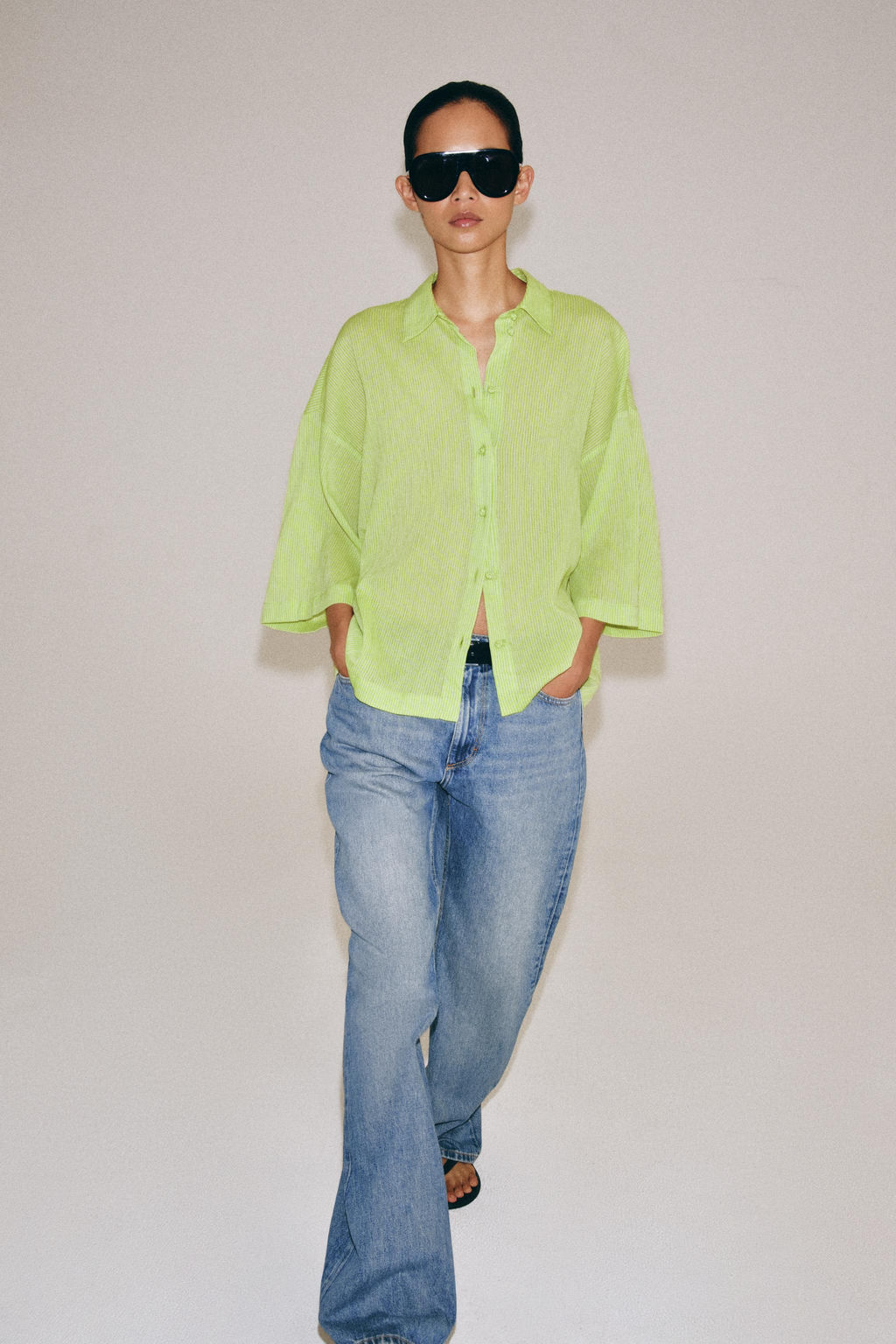 CAMISA MANGA CORTA ZW COLLECTION / Verde - Zara фото 3