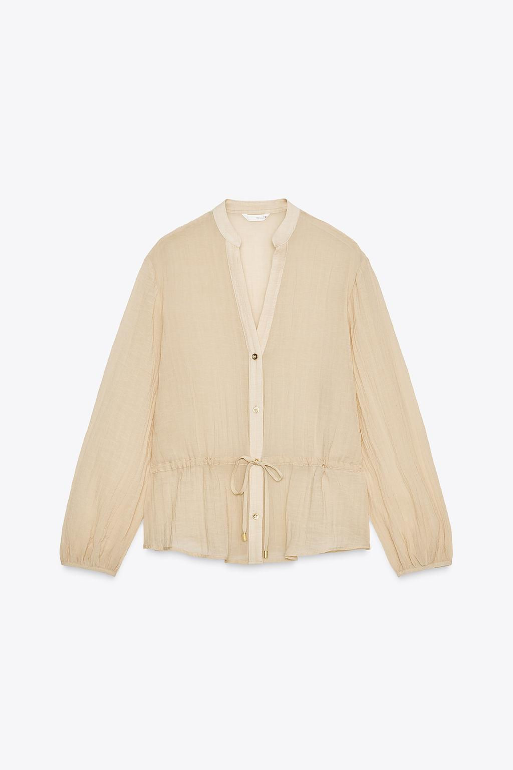 SEMI-SHEER CREASED-EFFECT SHIRT - Zara фото 5