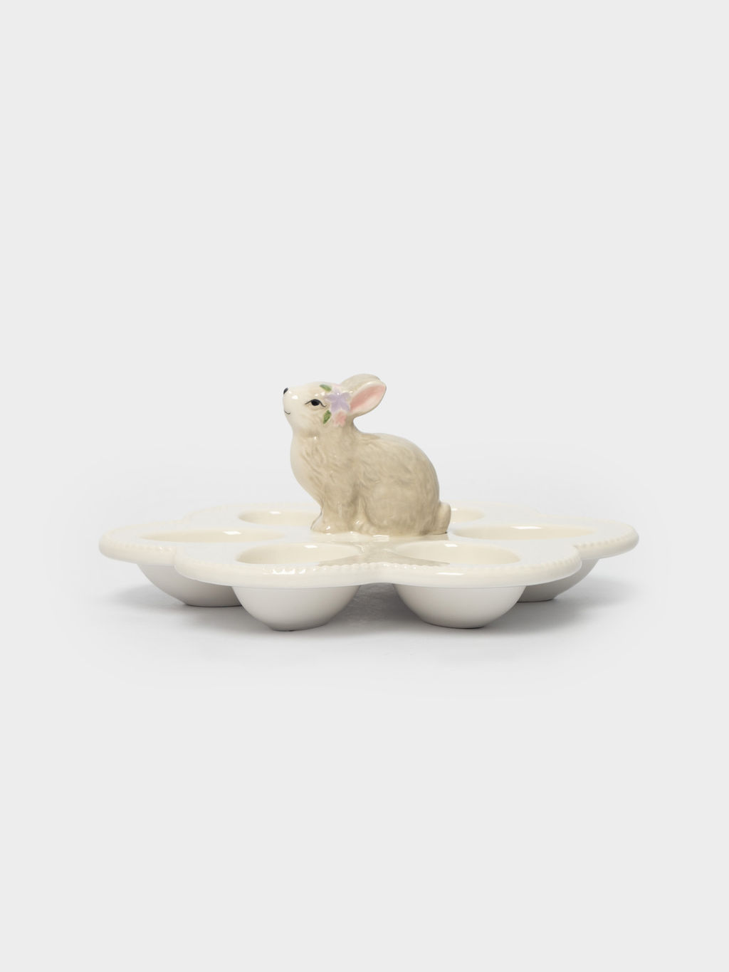 Блюдо пасхальное, 22х9 см, 6 отд, молочно-серое, Кролик с цветами, Brown Rabbit - Anna lafarg фото 4