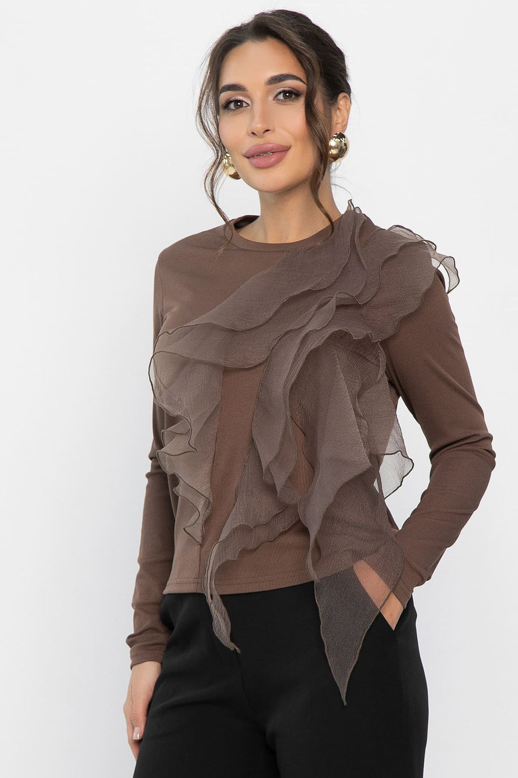 Блуза Риана (трикотаж Лапша и органза) - Lt collection фото 9