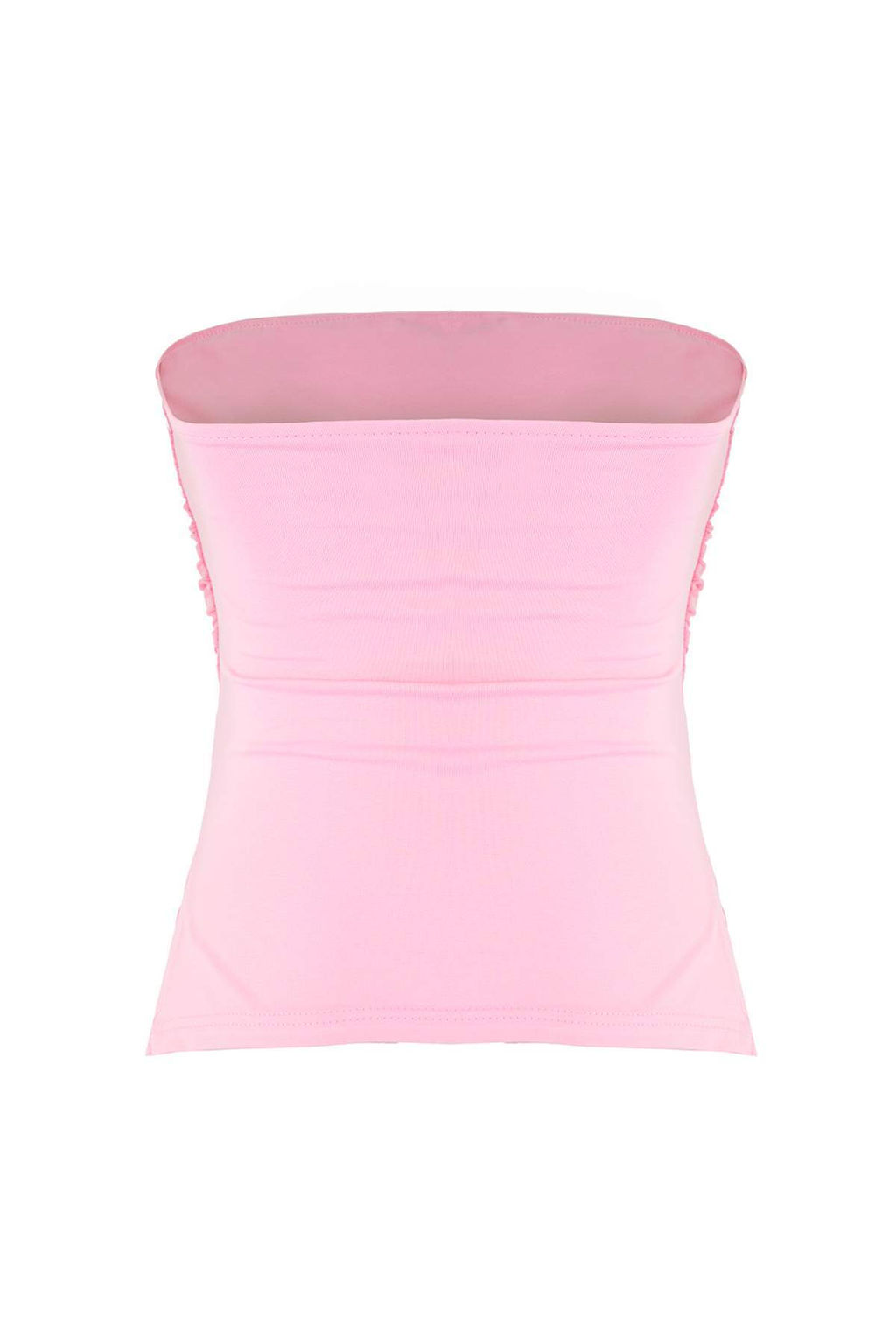 Pembe %100 Pamuk Straplez Buzgu/Drape Detayl? Orme Bluz TWOSS25BZ00484