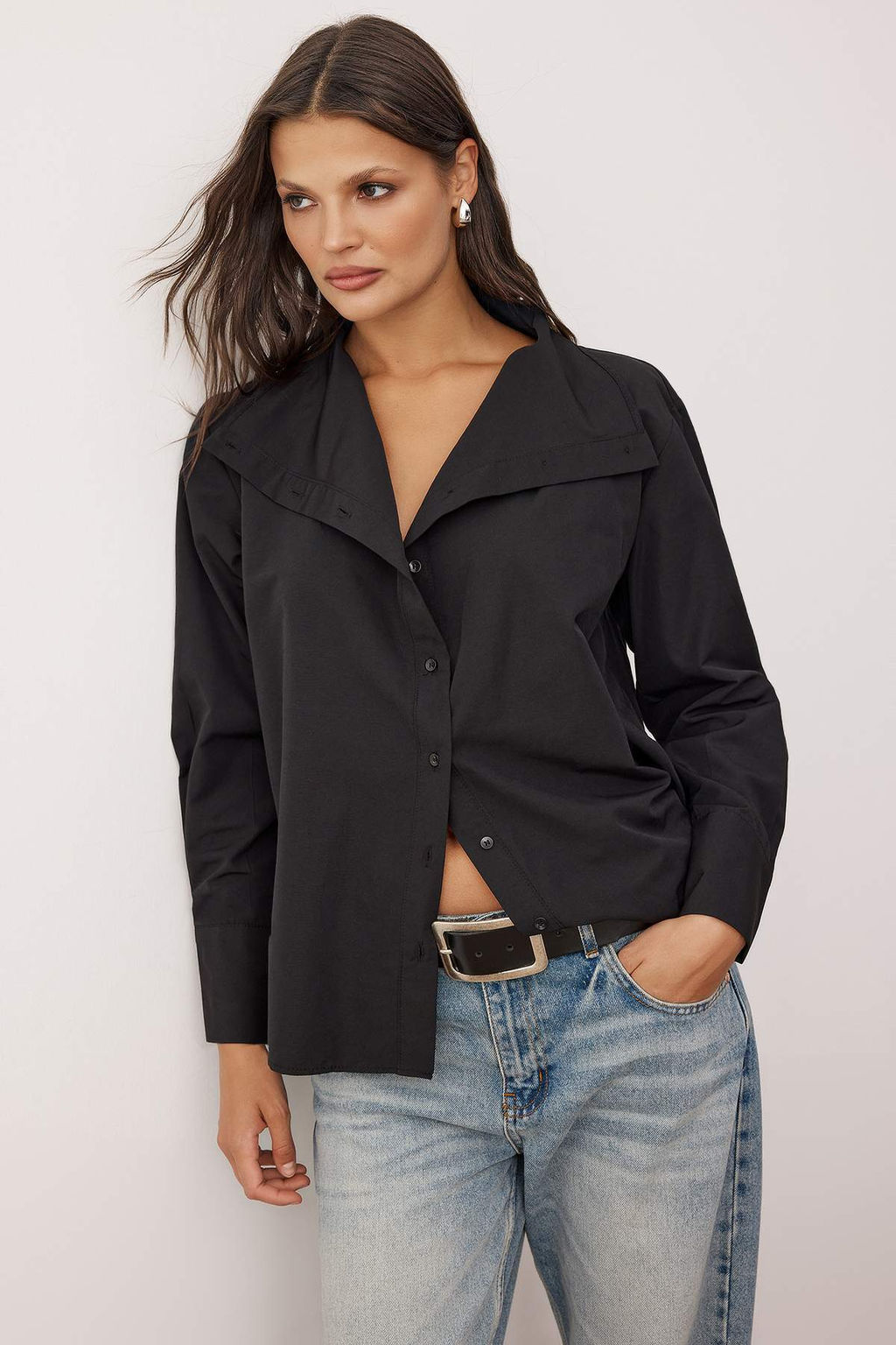 Ozel Koleksiyon Tas Yaka Detayl? Dusuk Omuz Gomlek TWOAW26GO00035 - Trendyolmilla фото 8