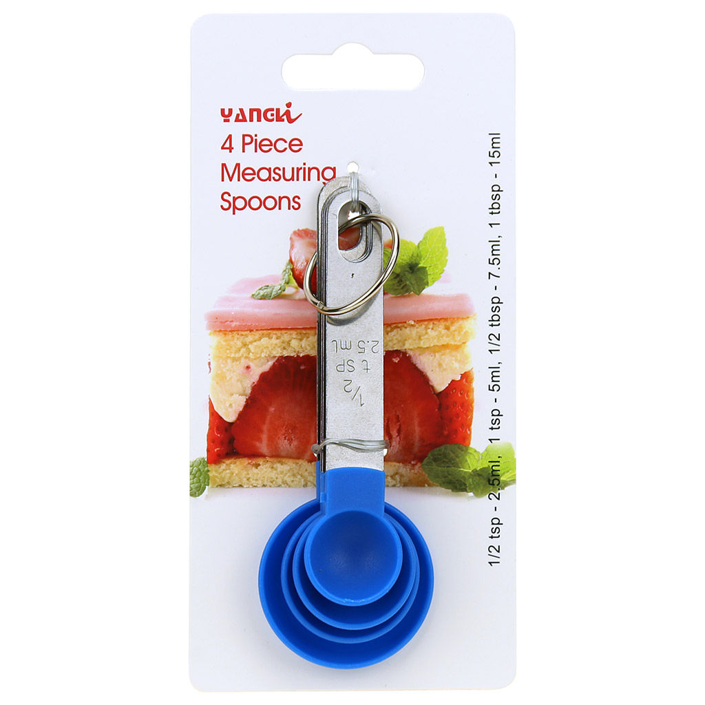 Ложка мерная пластмассовая, набор 4 штуки 2,5мл; 5мл; 7,5мл; 15мл, цвета микс, ручка из нержавеющей стали, на картоне (Китай) - Домашняя Мода фото 3