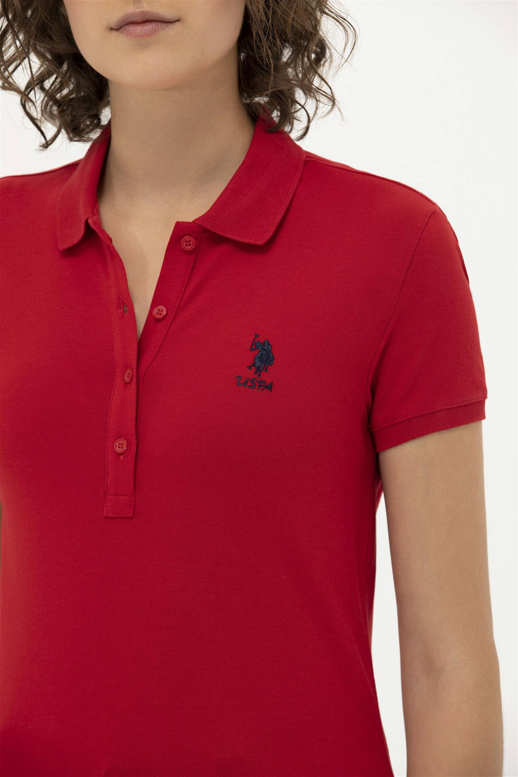 U. S. Polo Assn Женская красная базовая футболка с воротником-поло - U.s. polo assn фото 14