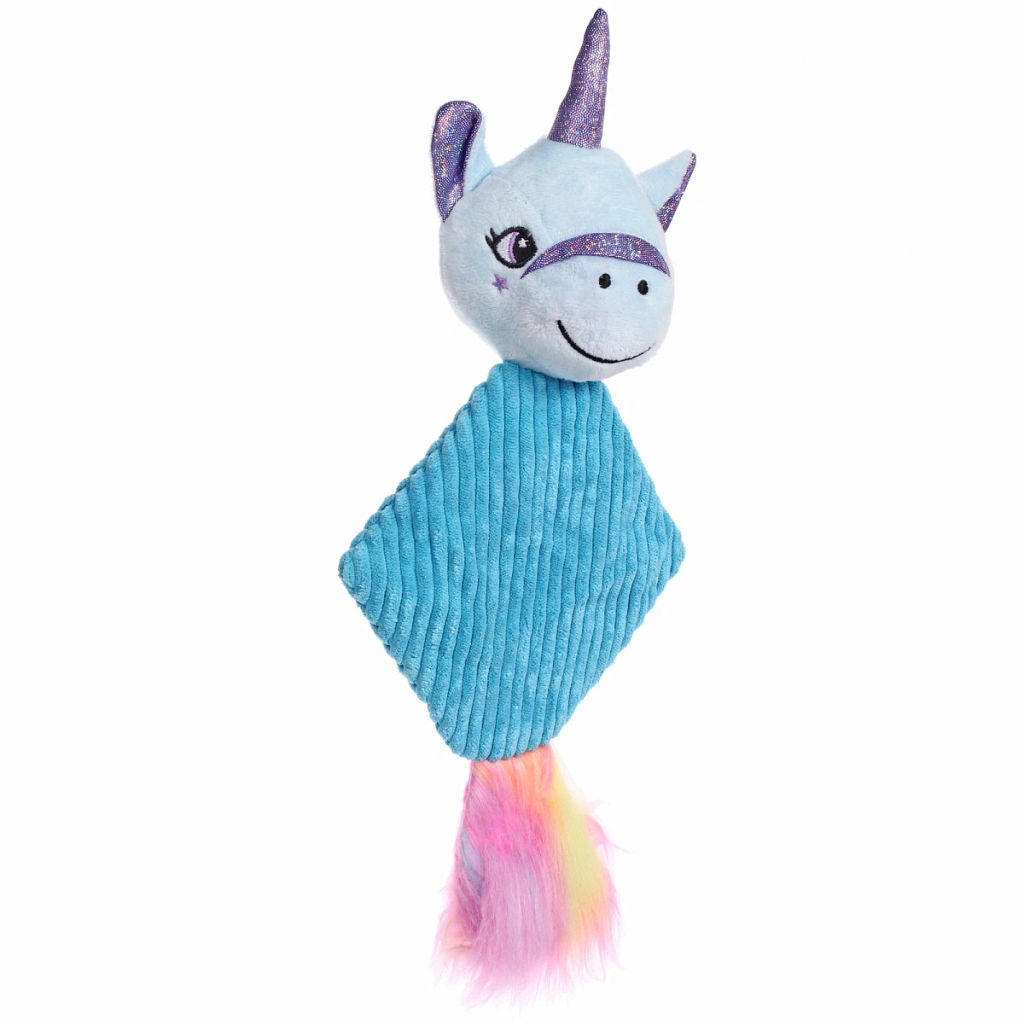 Игрушка для собак средних и малых пород "ЗООГРАД", единорог, с пищалкой и шуршалкой, 35*16см (лейбл)