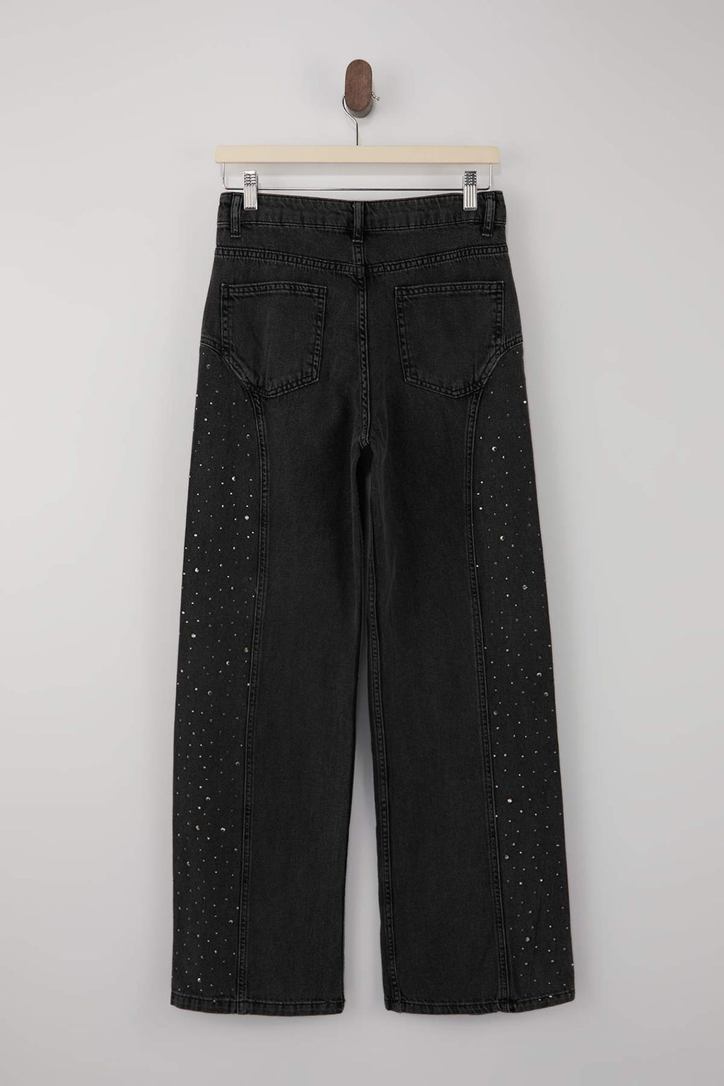 Siyah DOKUMLU Tasl? Dikis Detayl? Yuksek Bel %100 Pamuk Wide Leg Jeans TWOSS26JE00079 - Trendyolmilla фото 7