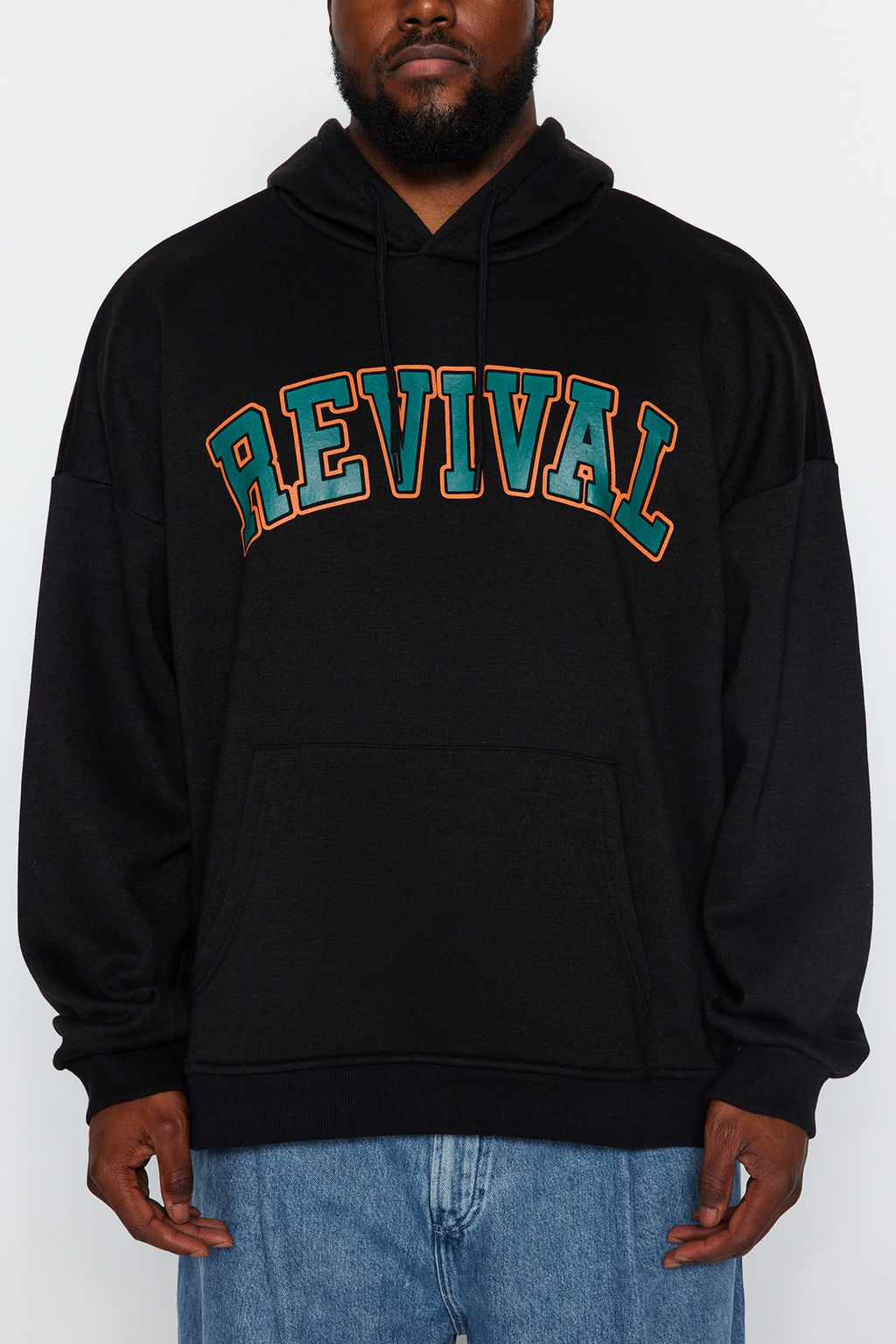 TRENDYOL MAN Kahverengi Unisex Buyuk Beden Oversize/Genis Kesim Bask?l? Ici Polar Pamuk Sweatshirt TMNAW24AO00021 - Trendyolmilla фото 3