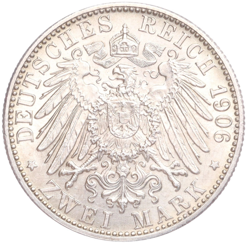 Монета 2 марки 1906 года Германия (Баден) 50 лет свадьбе Фридриха I и Луизы Прусской