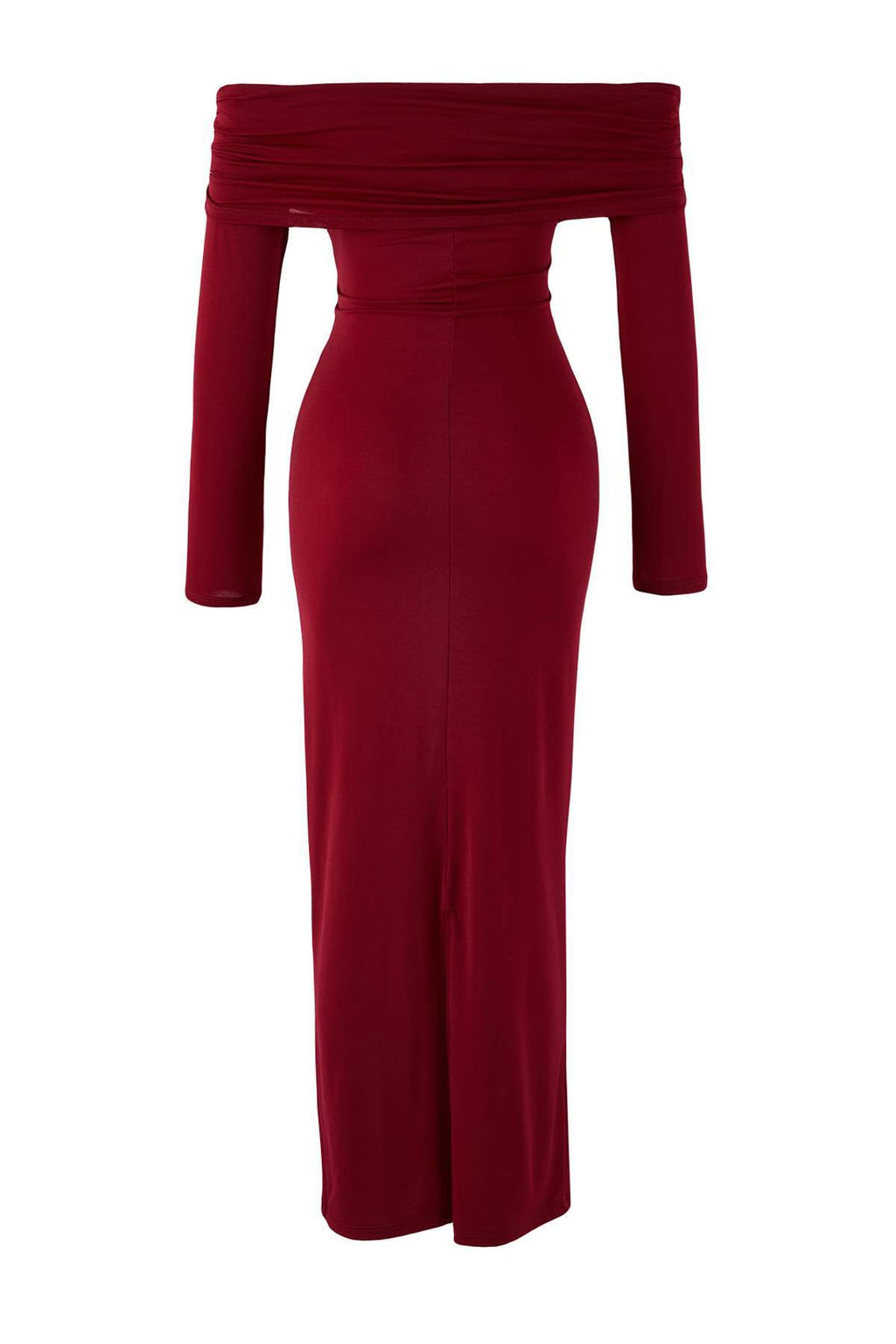 Bordo Yaka Detayl? Orme Midi Astars?z S?k/Gece Elbise TPRAW26EL00038