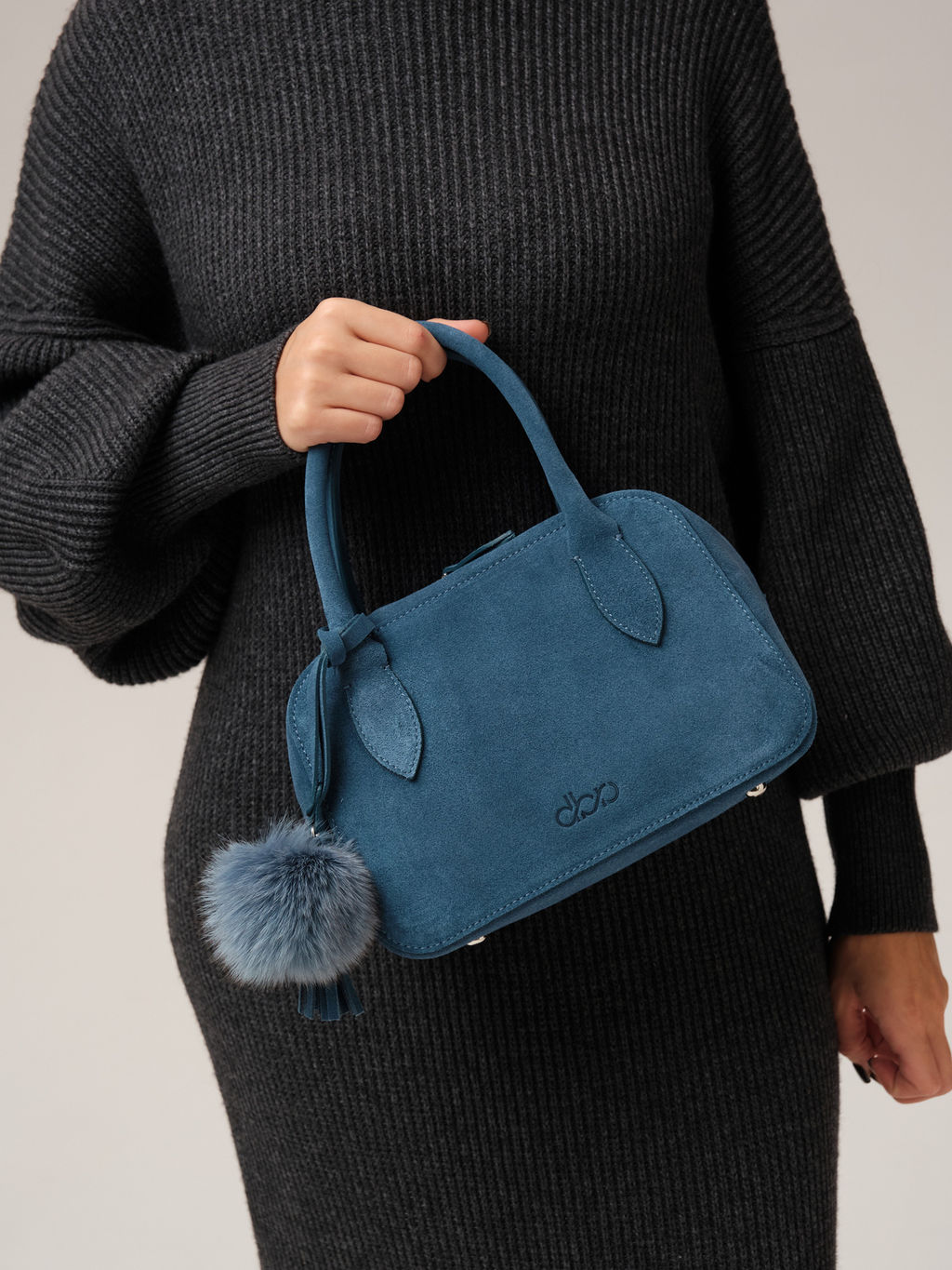 Замшевая сумка Polly DBR 31348 синий туман  фото 3