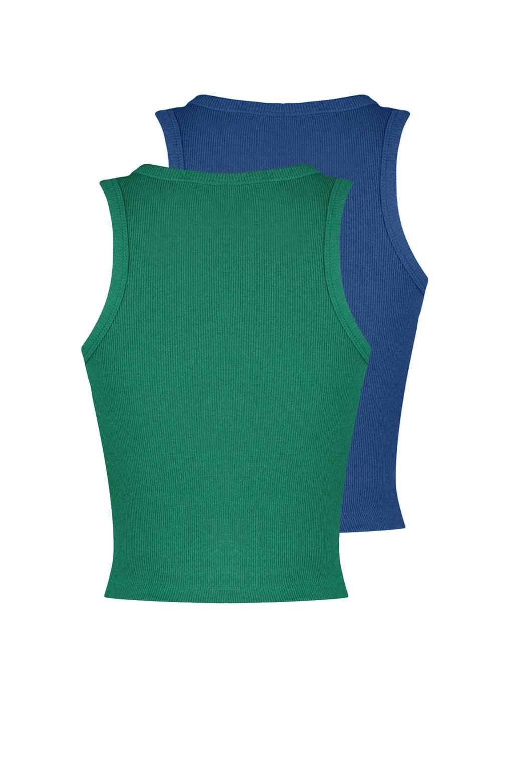 Lacivert-Yesil 2li Paket Fitted/Vucuda Oturan Crop Halter Yaka Fitilli Orme Atlet TWOSS21AL0058