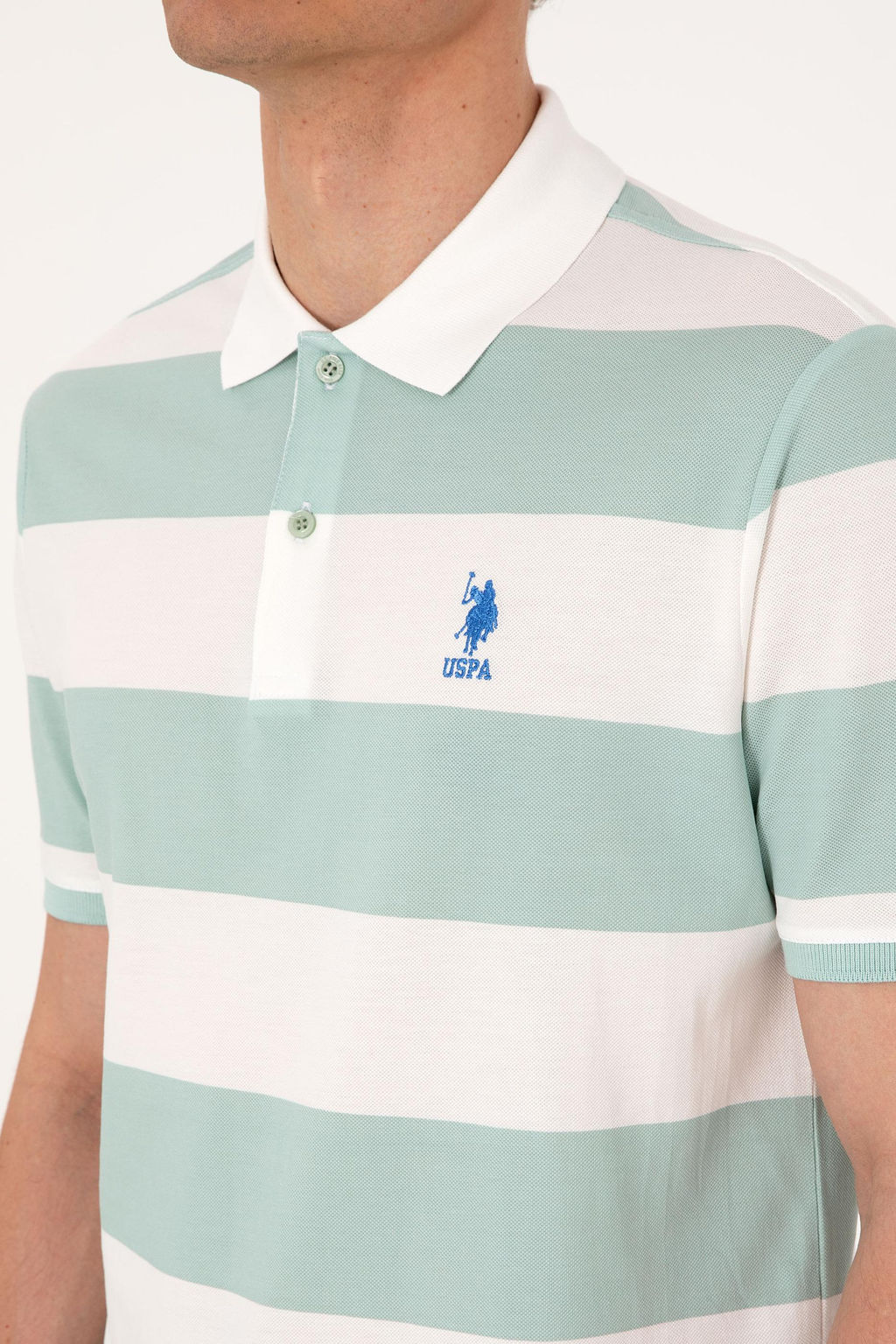 Erkek Regular Fit Su Ye_ili Polo Yaka _izgili Ti__rt Sepette S_rpriz _ndirim - U.s. polo assn фото 7