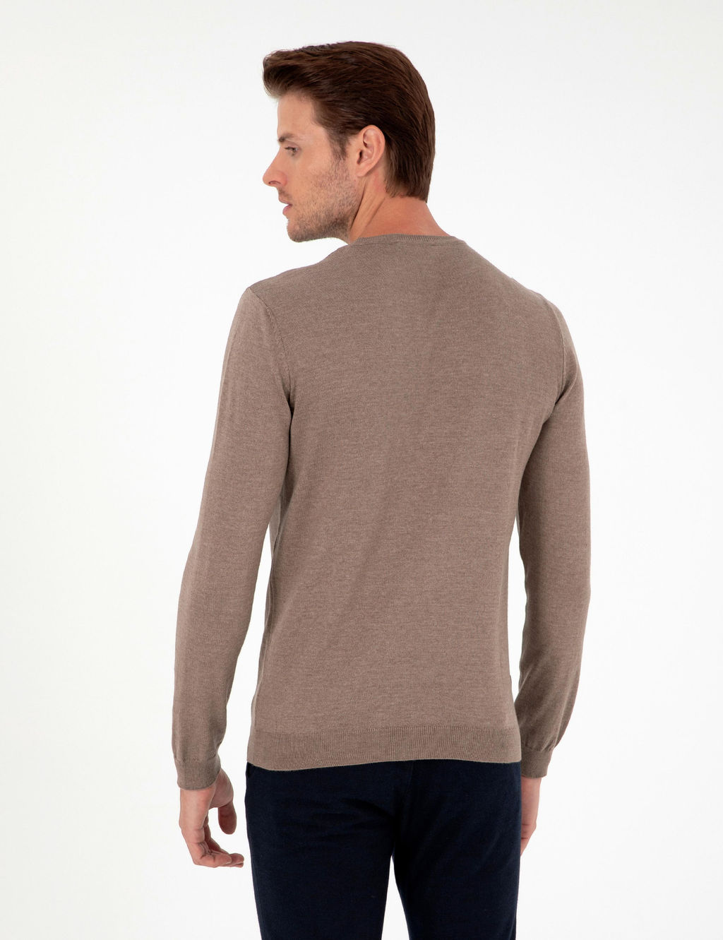 Vizon Melanj Slim Fit Bisiklet Yaka Basic Triko Kazak - Pierre cardin фото 5