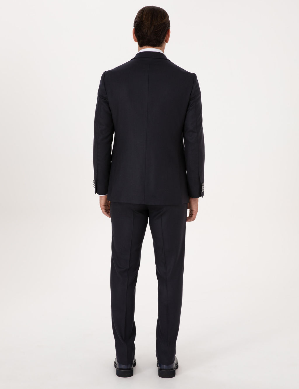 Koyu Lacivert Slim Fit Y_n Kar___ml_ Mikro Desenli Tak_m Elbise - Cacharel фото 5