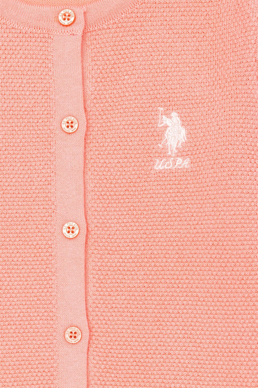 Трикотажный кардиган цвета лосося для девочки - U.s. polo assn фото 3