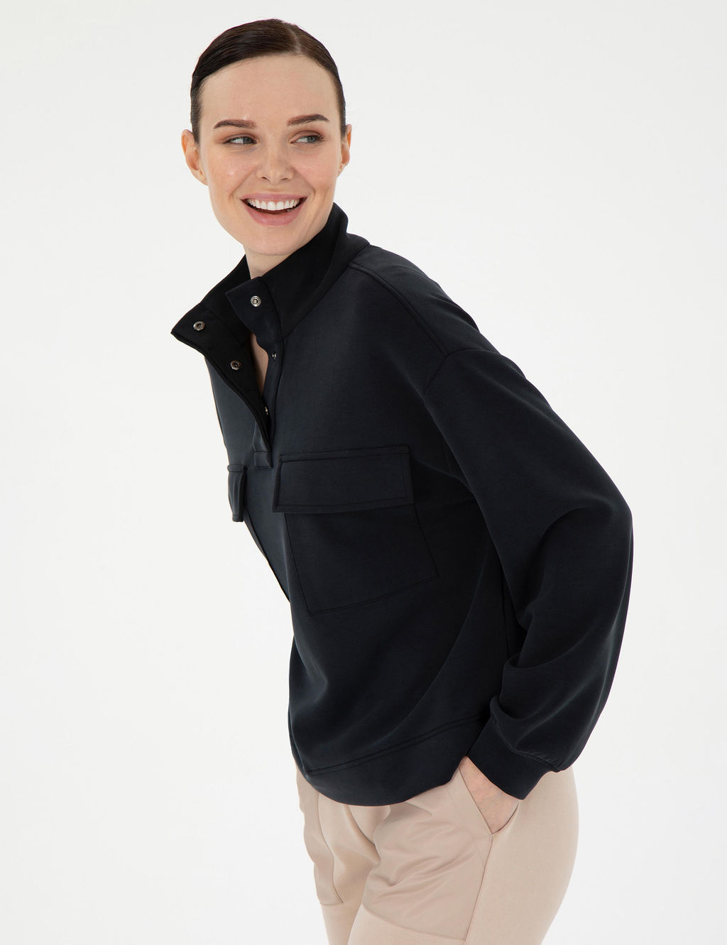 Siyah Comfort Fit Sweatshirt - Pierre cardin фото 3