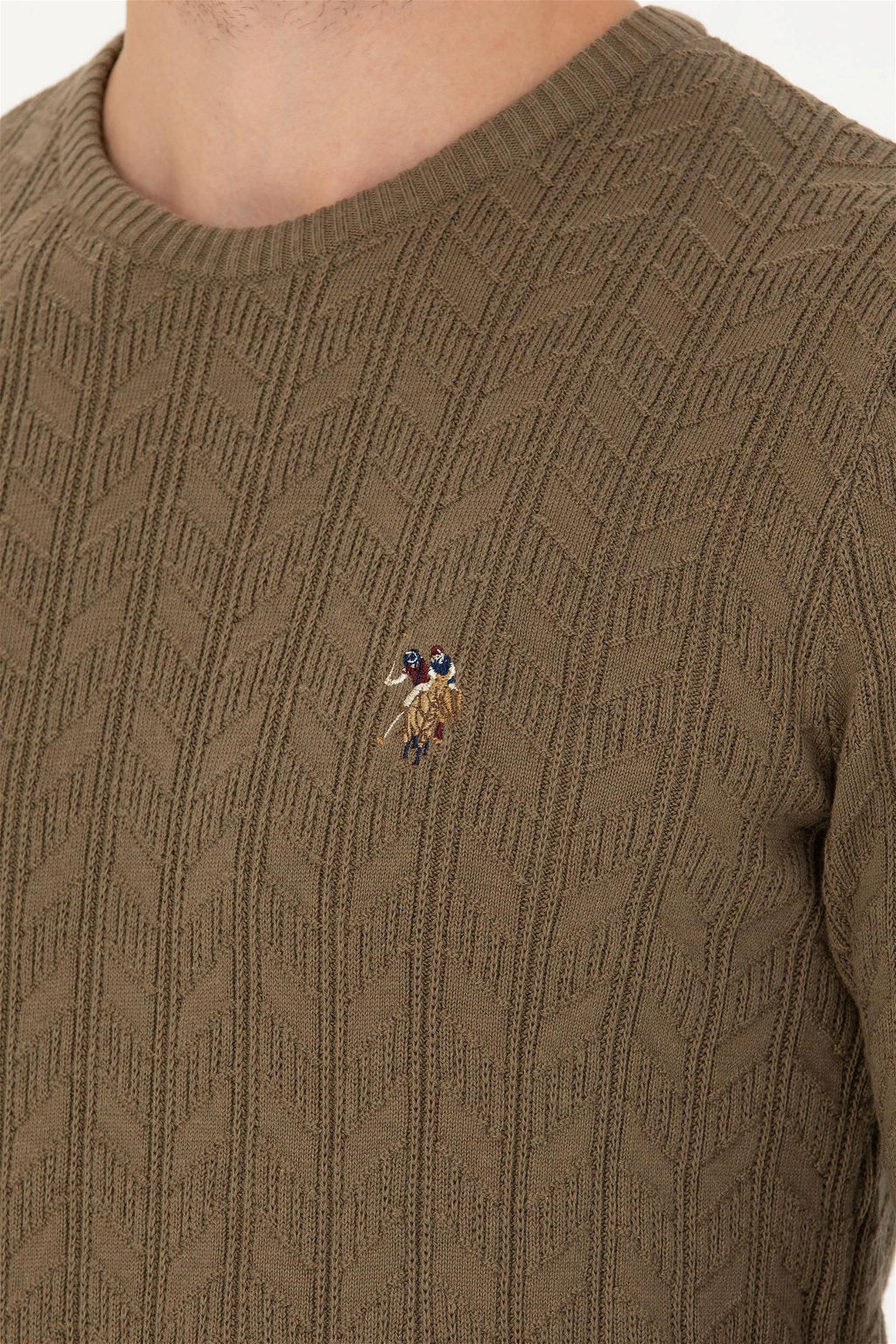 Мужской базовый свитер хаки меланжевого цвета Неожиданная скидка в корзине - U.s. polo assn фото 7