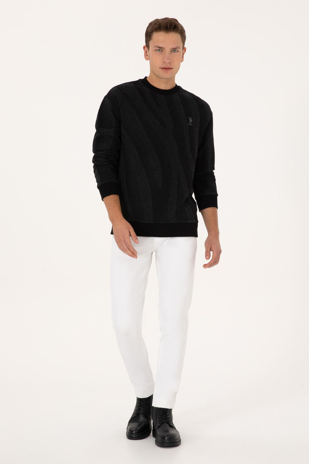 Erkek Comfort Fit Bisiklet Yaka Siyah Sweatshirt - U.s. polo assn фото 4