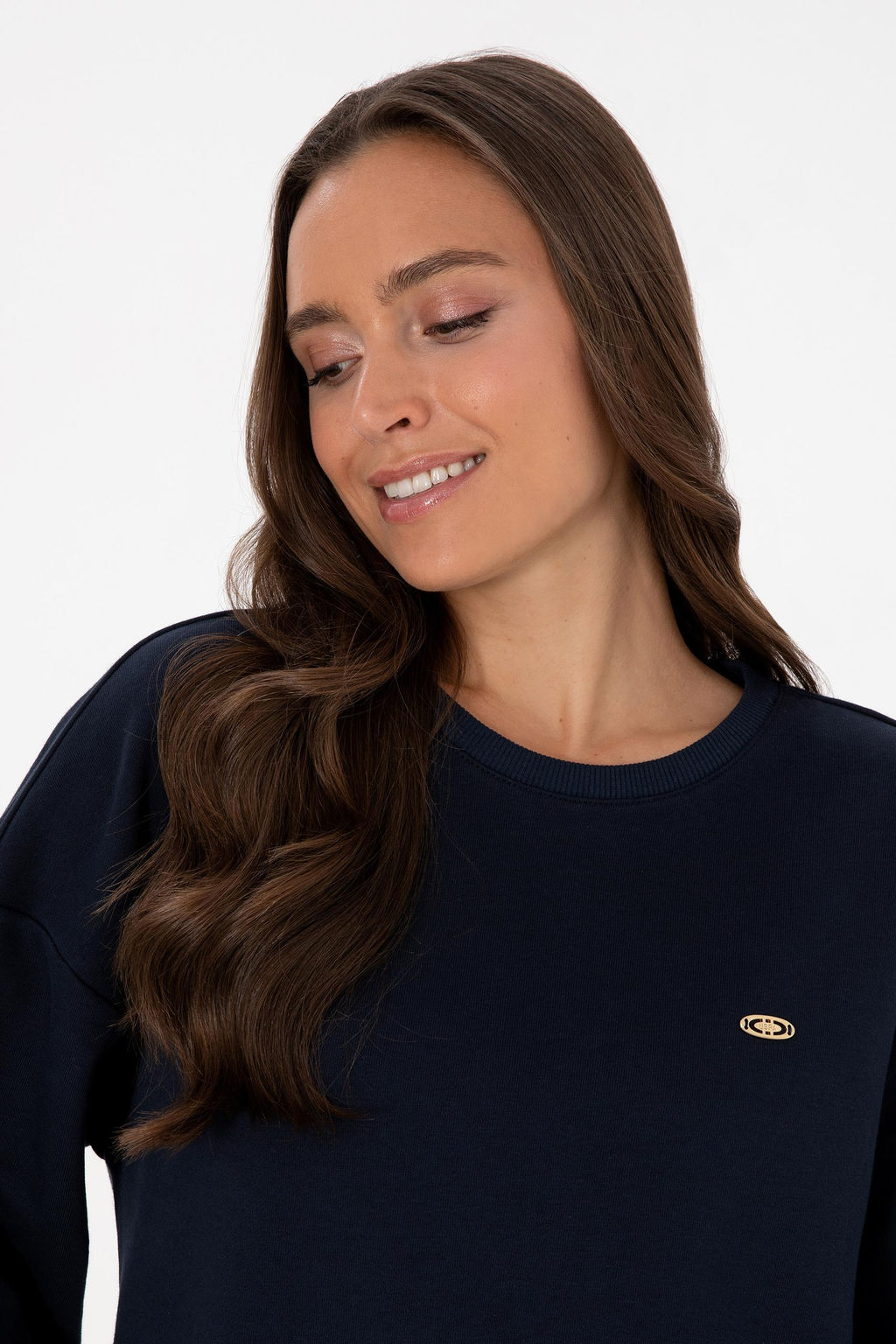 Kad_n Lacivert G_mlek Detayl_ Bisiklet Yaka Sweatshirt - U.s. polo assn фото 2