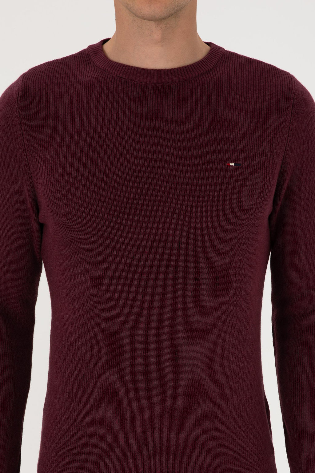 Erkek Slim Fit Bisiklet Yaka Bordo Basic Kazak - U.s. polo assn фото 6