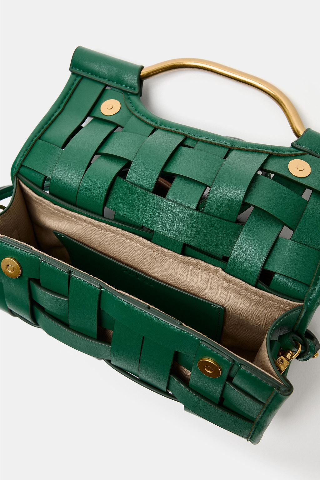 BOLSO EFECTO TRENZADO / Verde - Zara фото 5