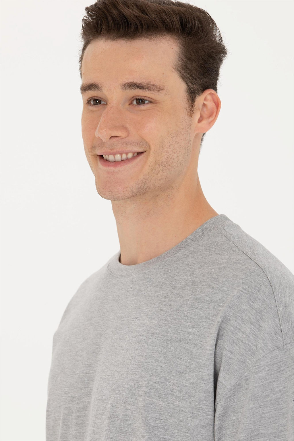 U. S. Polo Assn Мужская серая меланжевая комфортная длинная футболка с круглым вырезом - U.s. polo assn фото 9