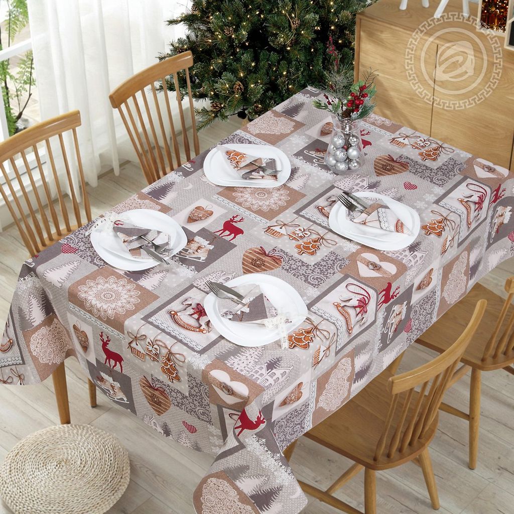 Набор столового белья "Лапландия" Набор столового белья "Лапландия" СБ.135.180/Скатерть: 1шт.-180*145; Салфетка: 6шт-35*35 Наборы столового белья из рогожки