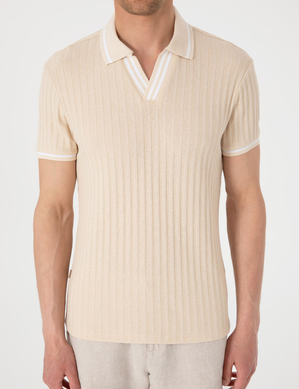 Bej Slim Fit _rme Dokulu Polo Yaka Ti__rt - Pierre cardin фото 7