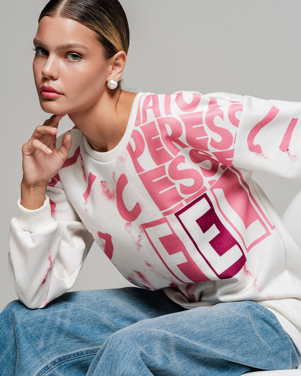 УДЛИНЁННЫЙ СВИТШОТ С ПРИНТОМ SNK010 - Sahar art lab фото 4