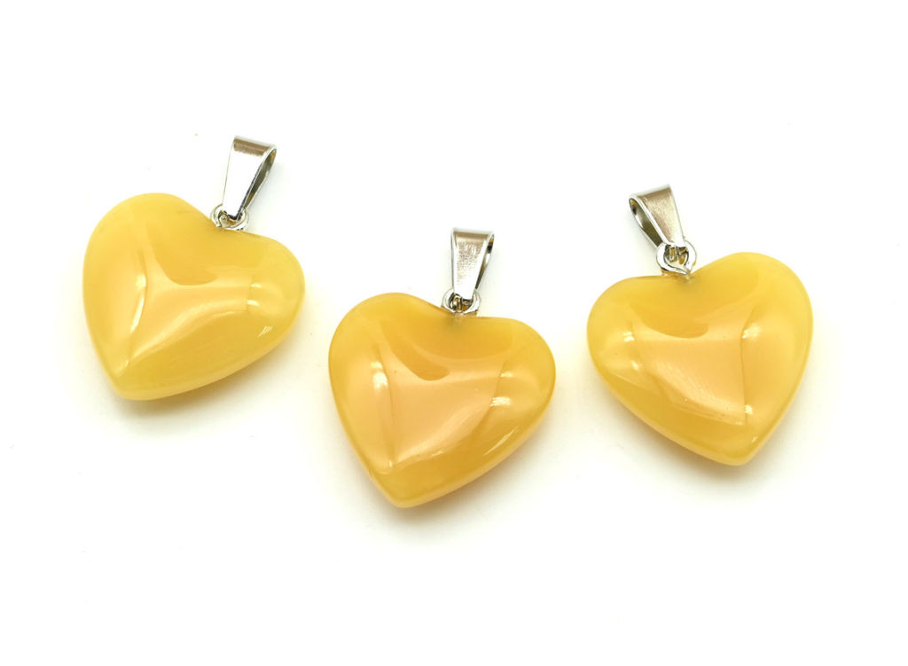Кулон Сердце 20*20мм из кварца желтого имитация