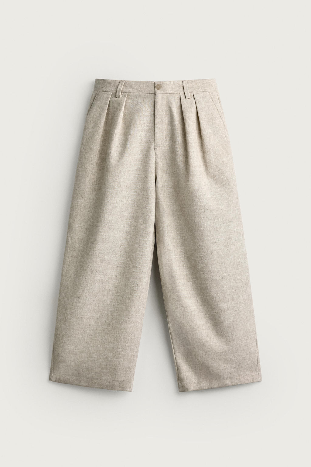 PANTAL?N RELAXED FIT ESTRUCTURA PLIEGUES / Beige claro - Zara фото 6