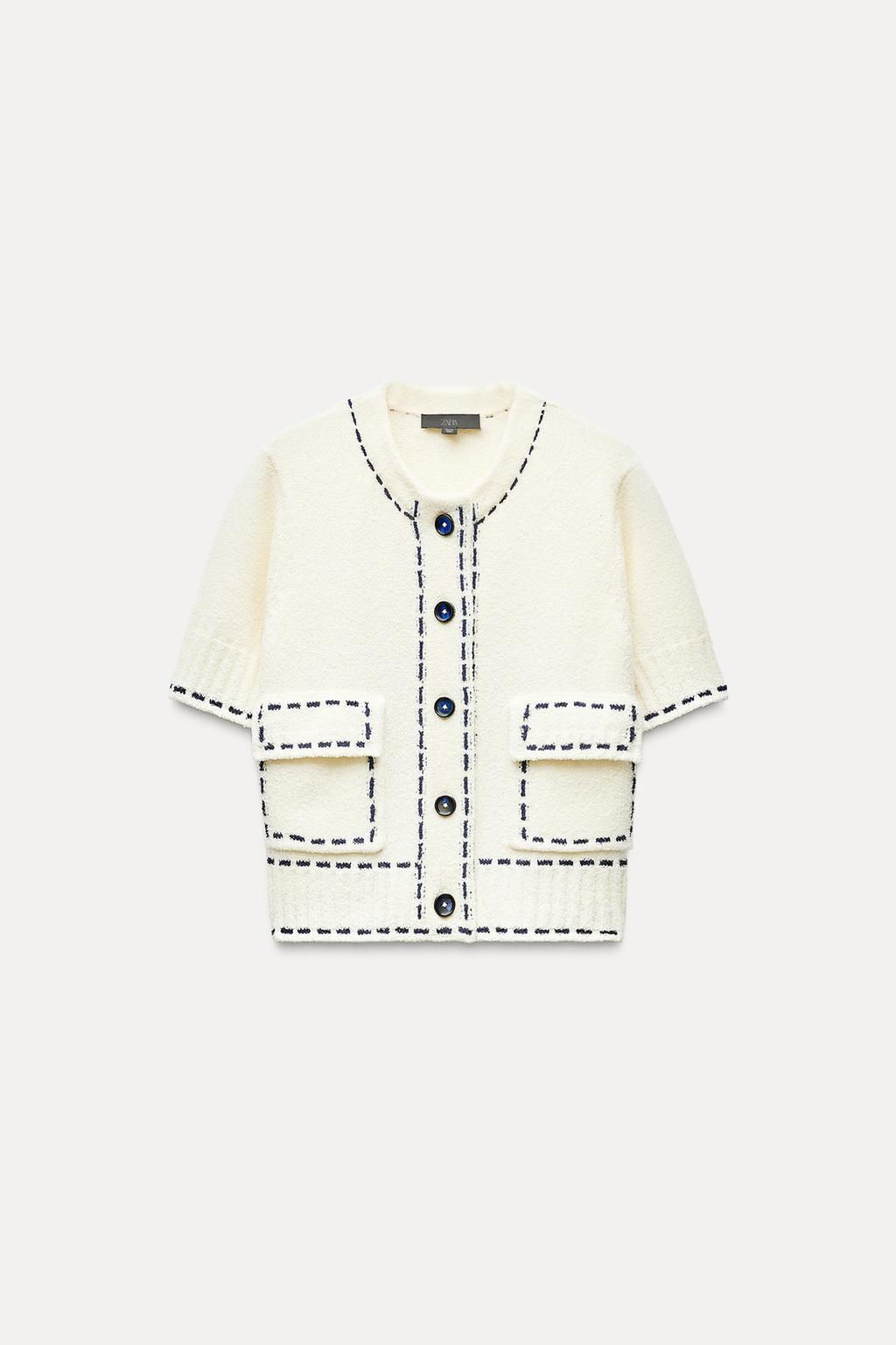 SHORT SLEEVE STITCHED KNIT JACKET - Zara фото 4
