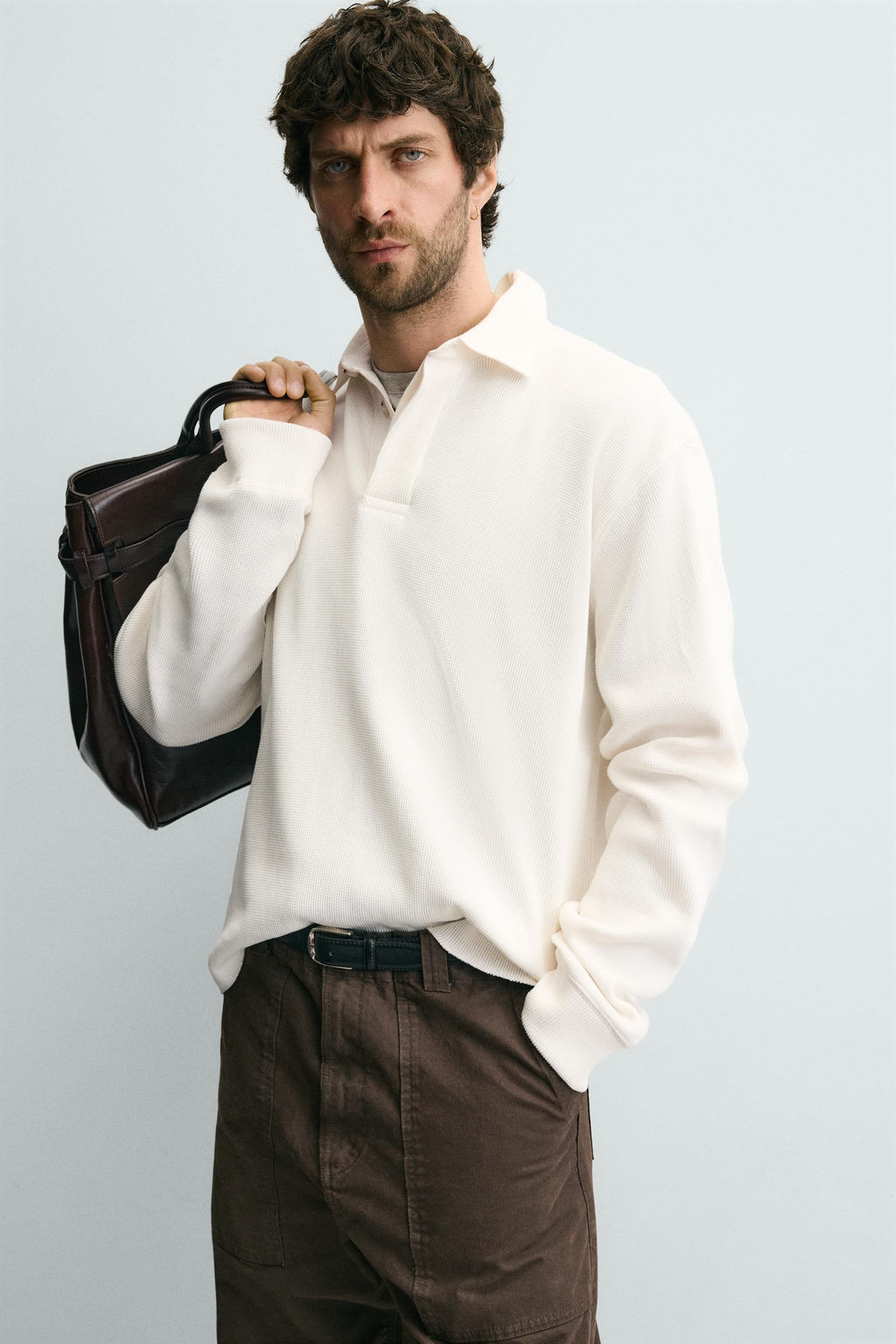 CONTRAST WAFFLE-KNIT RUGBY POLO SHIRT - Zara фото 13