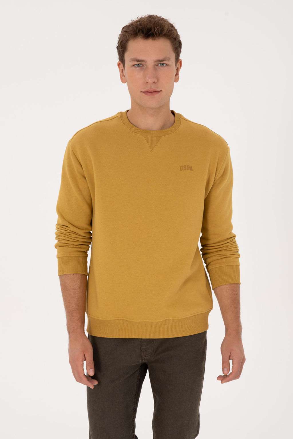 Erkek Hardal Basic Sweatshirt - U.s. polo assn фото 3