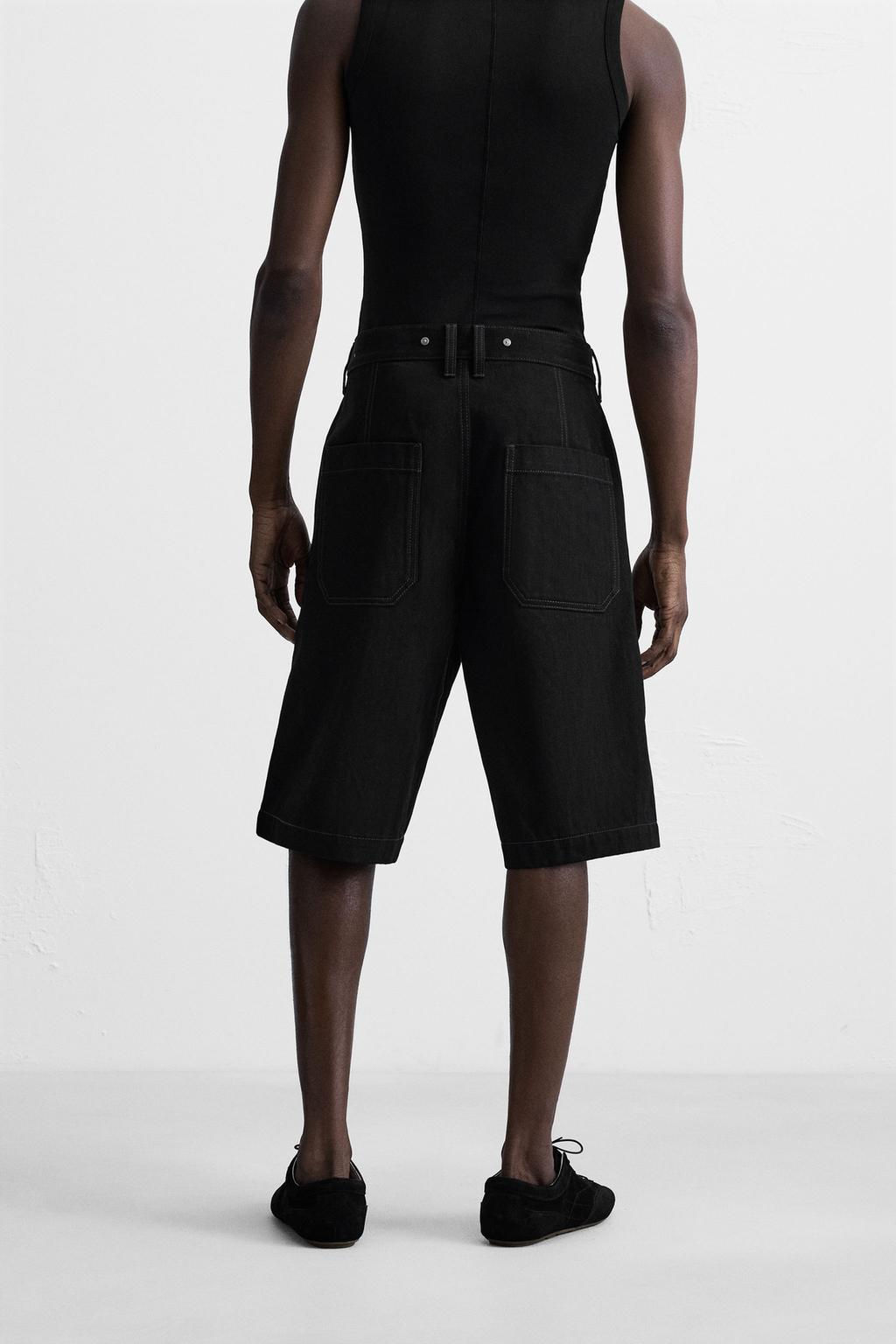 BAGGY FIT DENIM BERMUDA SHORTS WITH STITCHING - Zara фото 12