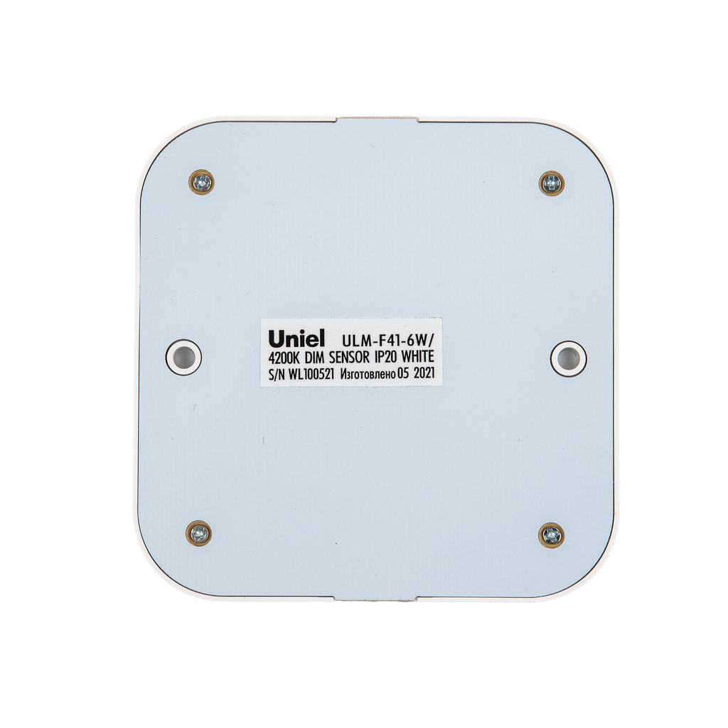 ULM-F41-6W/4200K/DIM SENSOR IP20 WHITE Светильник светодиодный накладной, ультратонкий с бесконтактным выключателем, диммер. Квадратный. 85х85х6,5мм. 255Lm. Белый. ТМ Uniel.