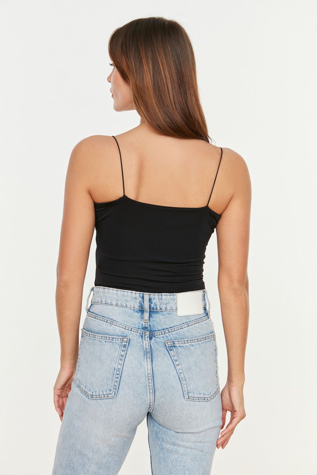 TRENDYOLMILLA Siyah Spagetti Ayarlanabilir Ask?l? Esnek Alttan C?tc?tl? Orme Body TWOSS21BD0067  фото 5