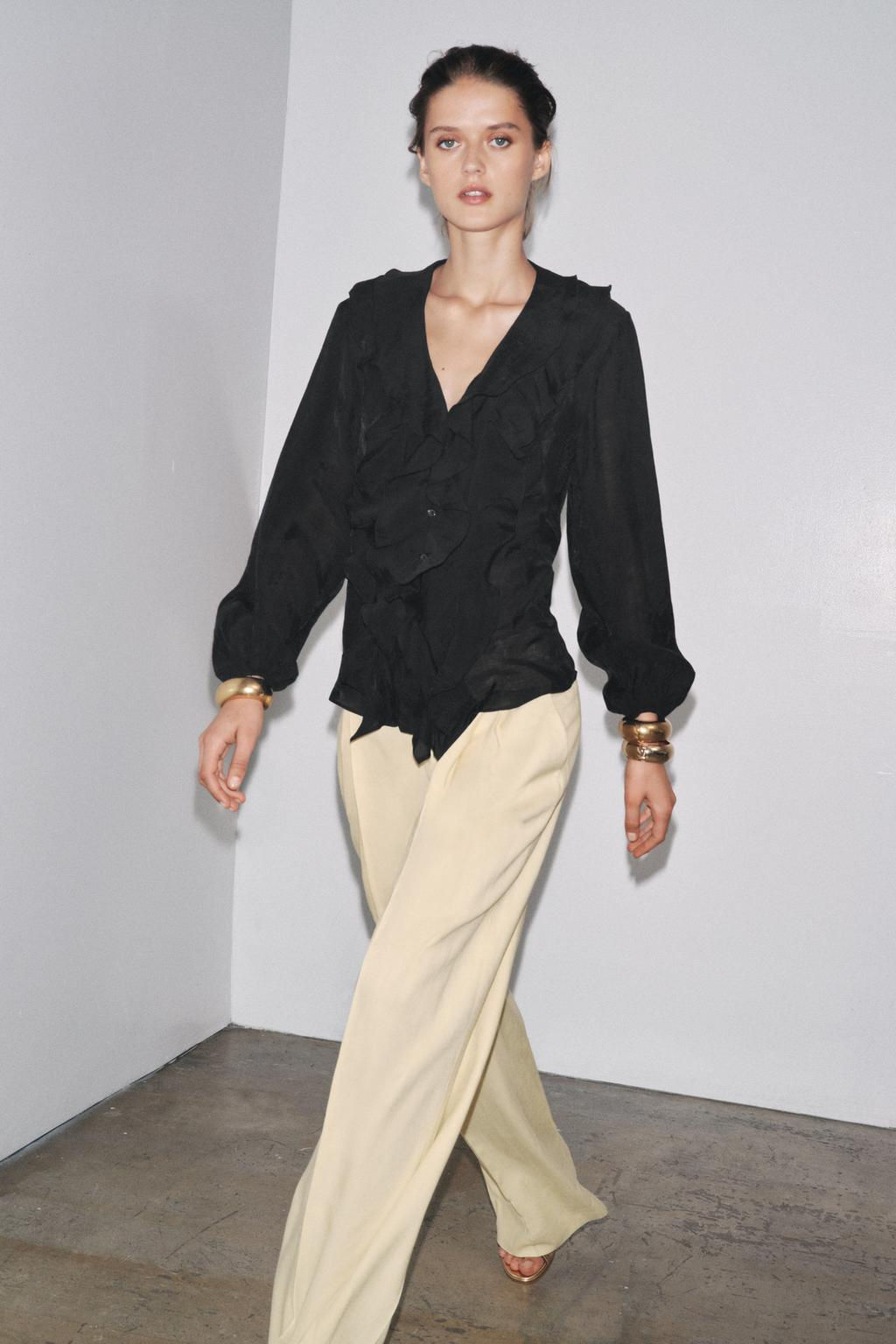 ZW COLLECTION RUFFLED SHIRT - Zara фото 4