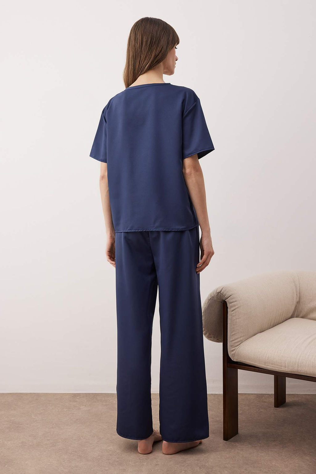 Lacivert Mat Saten Dokuma Pijama Tak?m? THMAW26PT00032 - Trendyolmilla фото 4