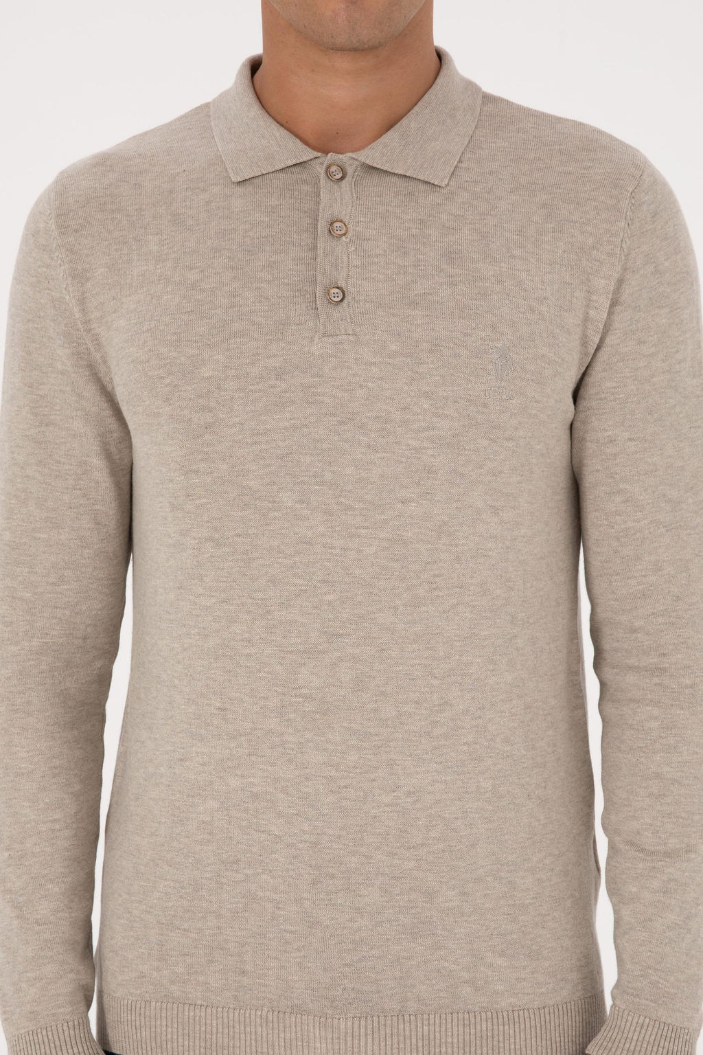 Erkek Slim Fit Polo Yaka Ta_ Melanj Basic Kazak