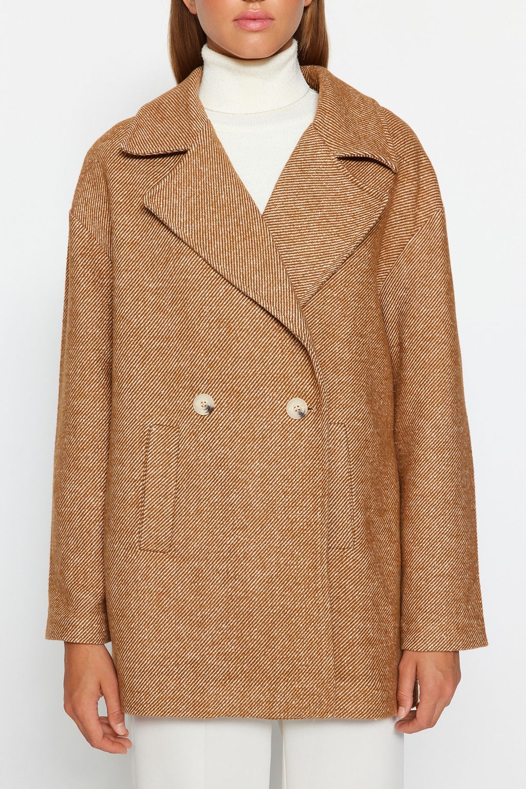 Trendyolmilla Camel Oversize Genis Kesim Kase Kaban TWOAW24KB00091  фото 4