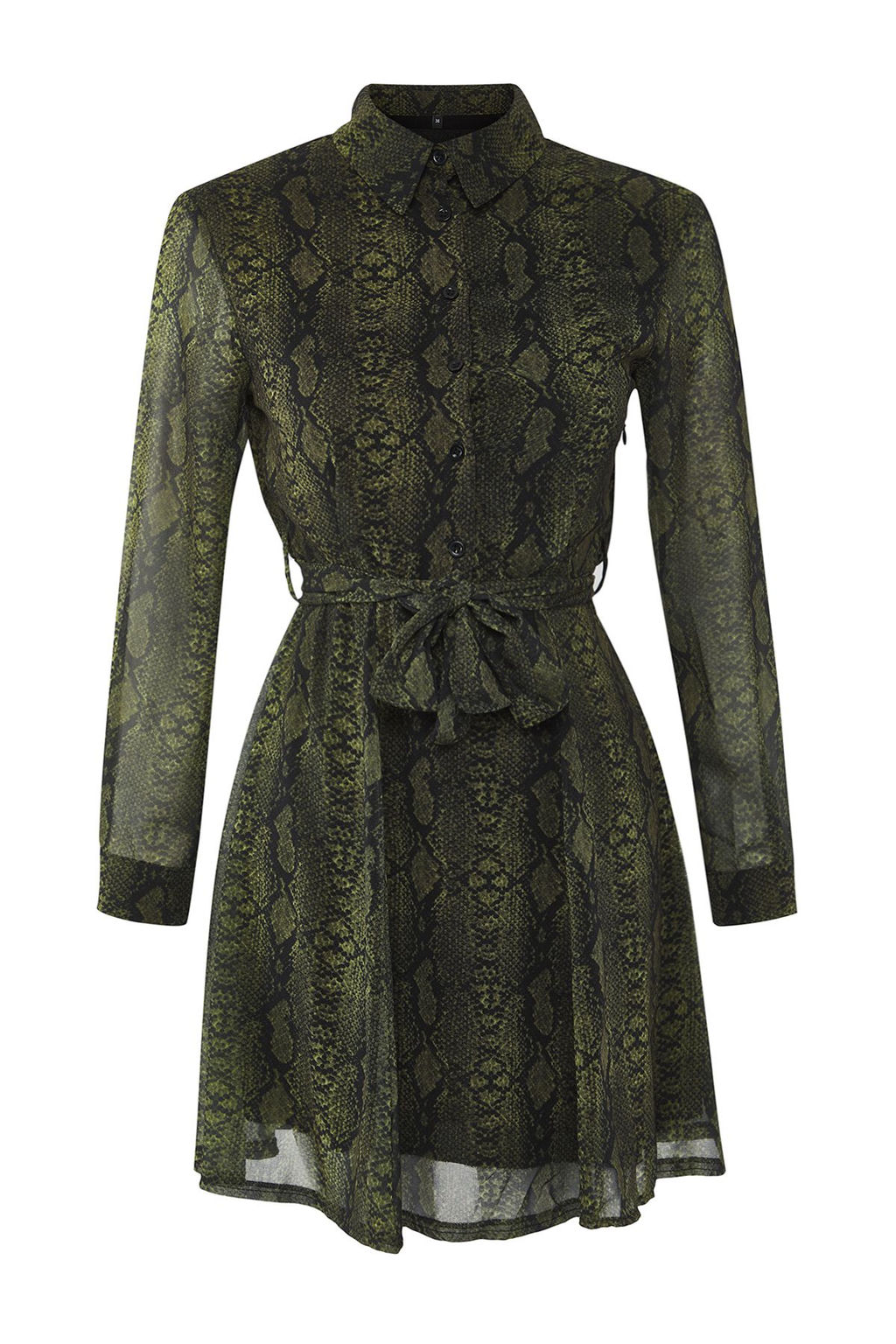 TRENDYOLMILLA Cok Renkli Kusakl? Animal Desenli Belden Ac?lan Astarl? Mini Sifon Dokuma Elbise TWOAW25EL00161 фото 10