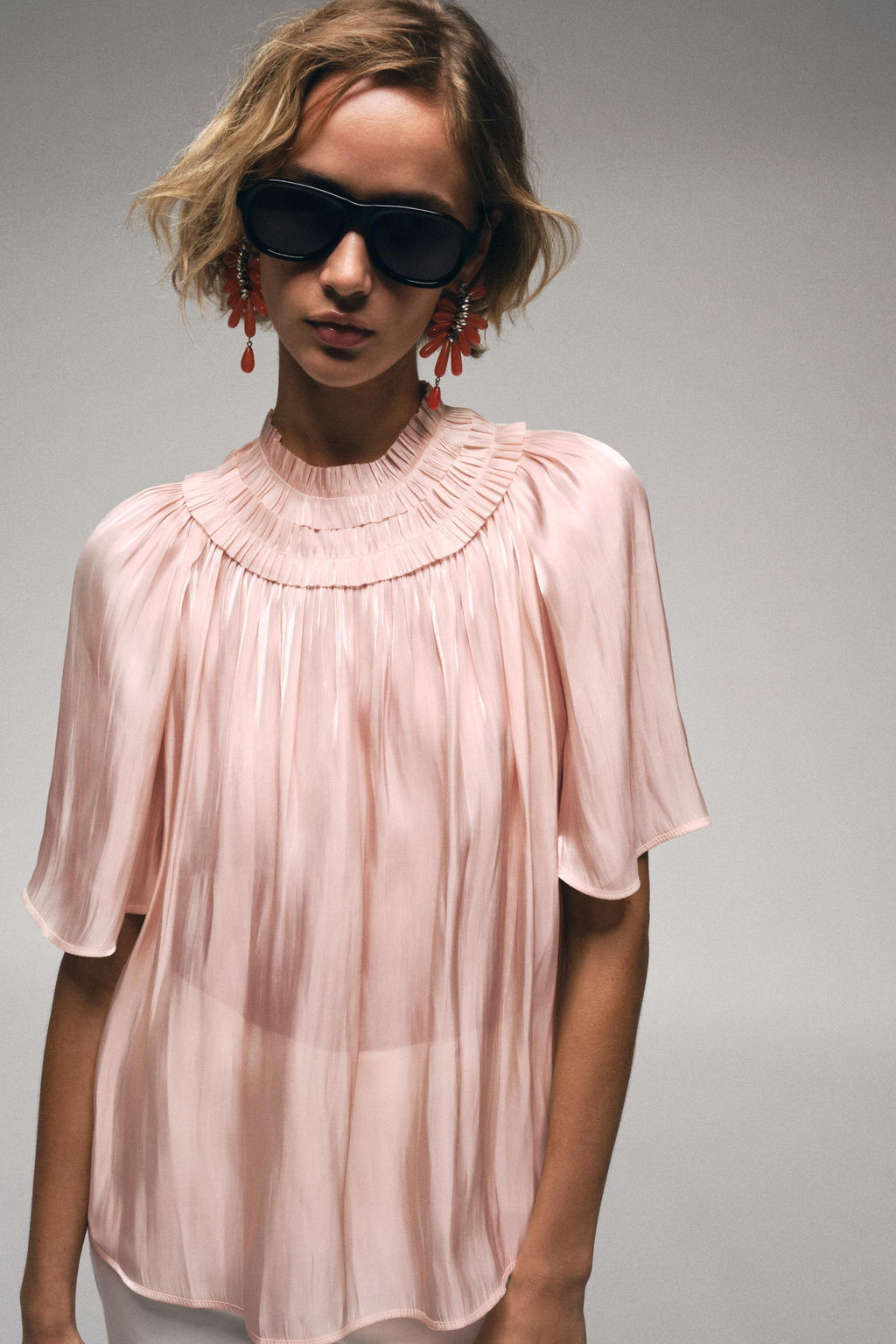 BLUSA EFECTO BRILLO / Rosa pastel - Zara фото 2