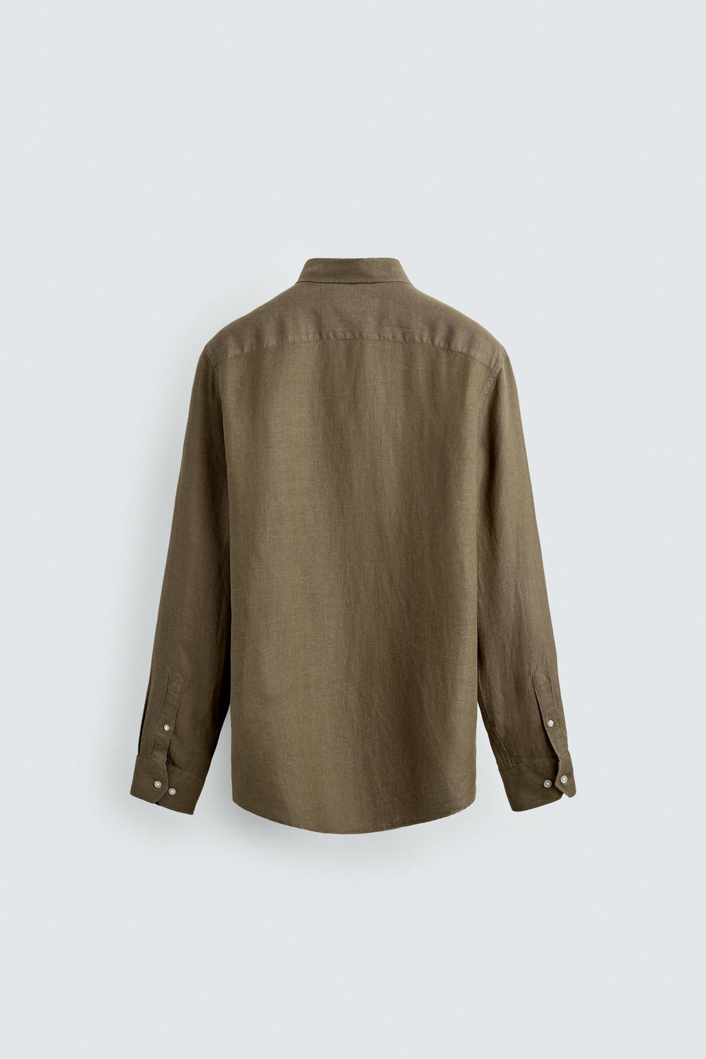 CAMISA REGULAR FIT LINO - LYOCELL / Khaki - Zara фото 8
