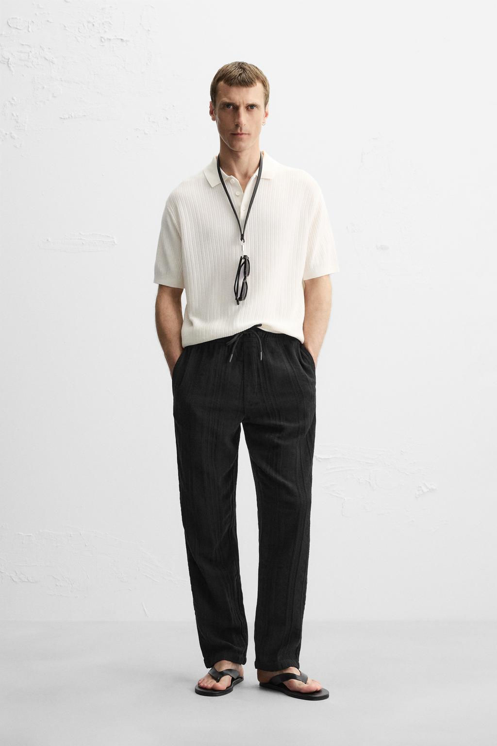 RELAXED FIT TEXTURED TROUSERS - Zara фото 2