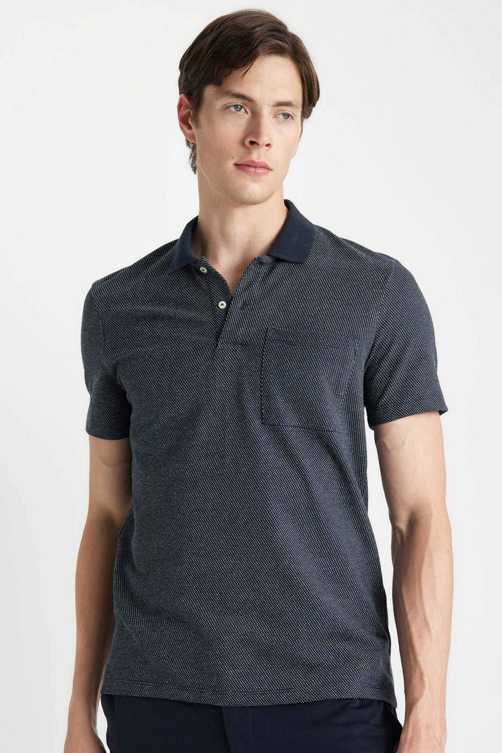 Slim Fit Dar Kesim Basic Duz K?sa Kollu Polo Tisort - Defacto фото 10